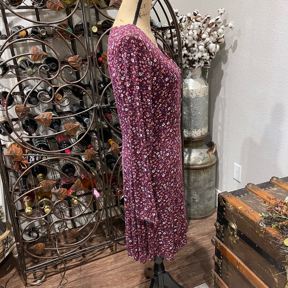 SO Burgundy Floral Long Sleeve Dress - Picture 5 of 8